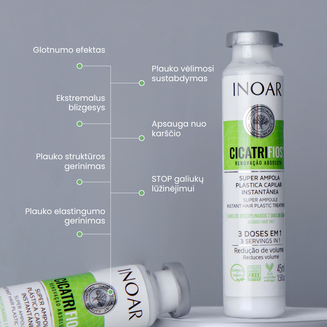 INOAR CicatriFios Super Ampola - plauko struktūrą atkurianti ampulė
