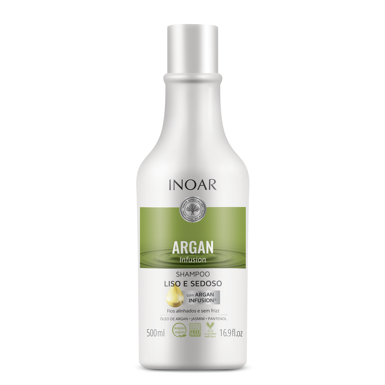 INOAR Argan Infusion Smooth and Silky Shampoo - glotnių ir švelnių plaukų šampūnas 500 ml
