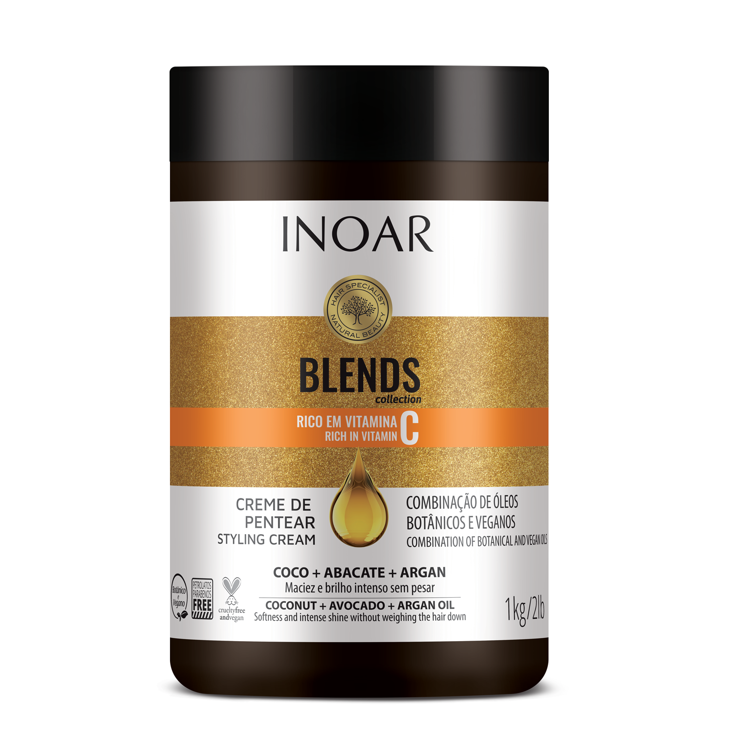 INOAR Blends Styling Cream - plaukų formavimo kremas su vitaminu C