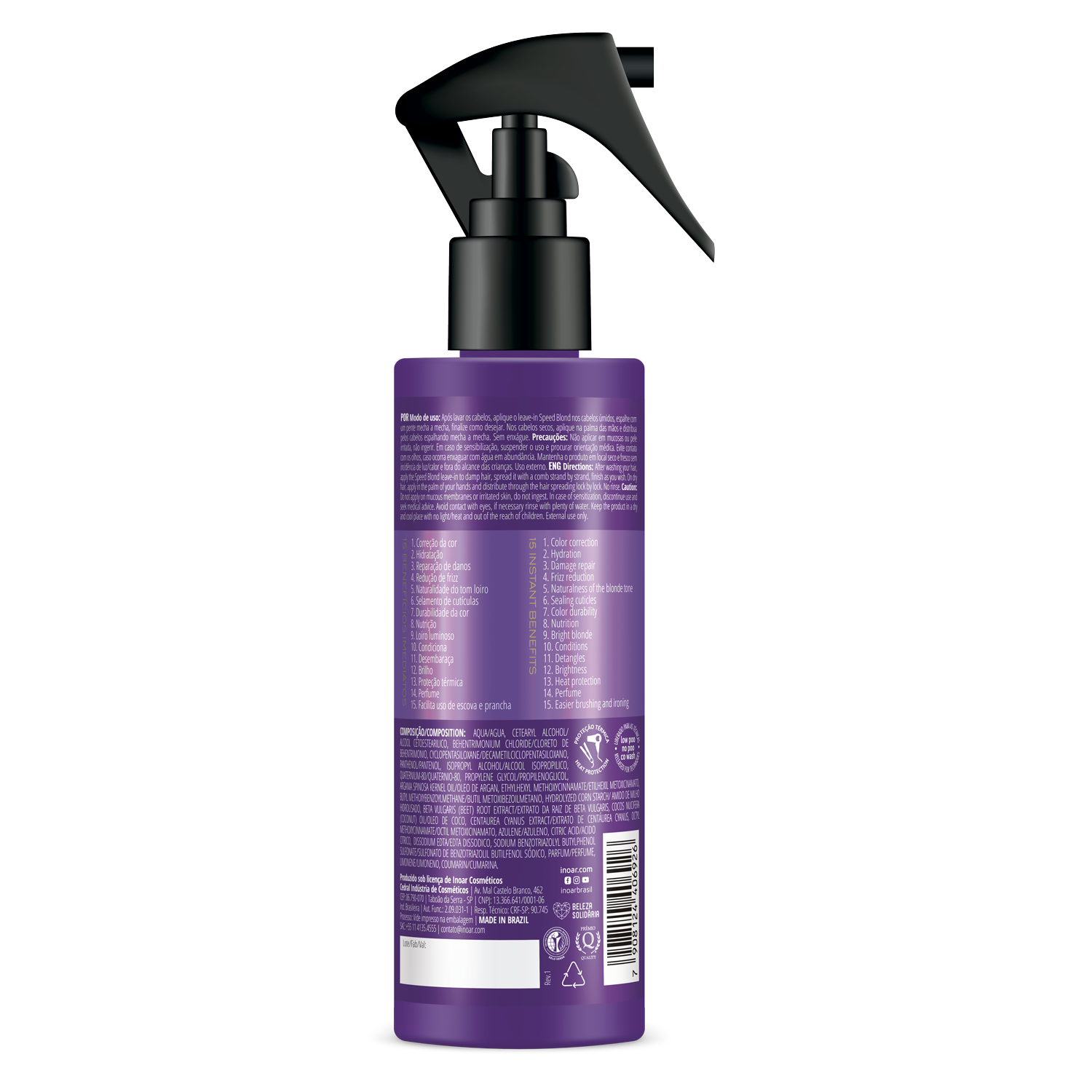 INOAR Absolut Speed Blond Leave-in - nenuplaunamas, tonuojantis balzamas 200 ml