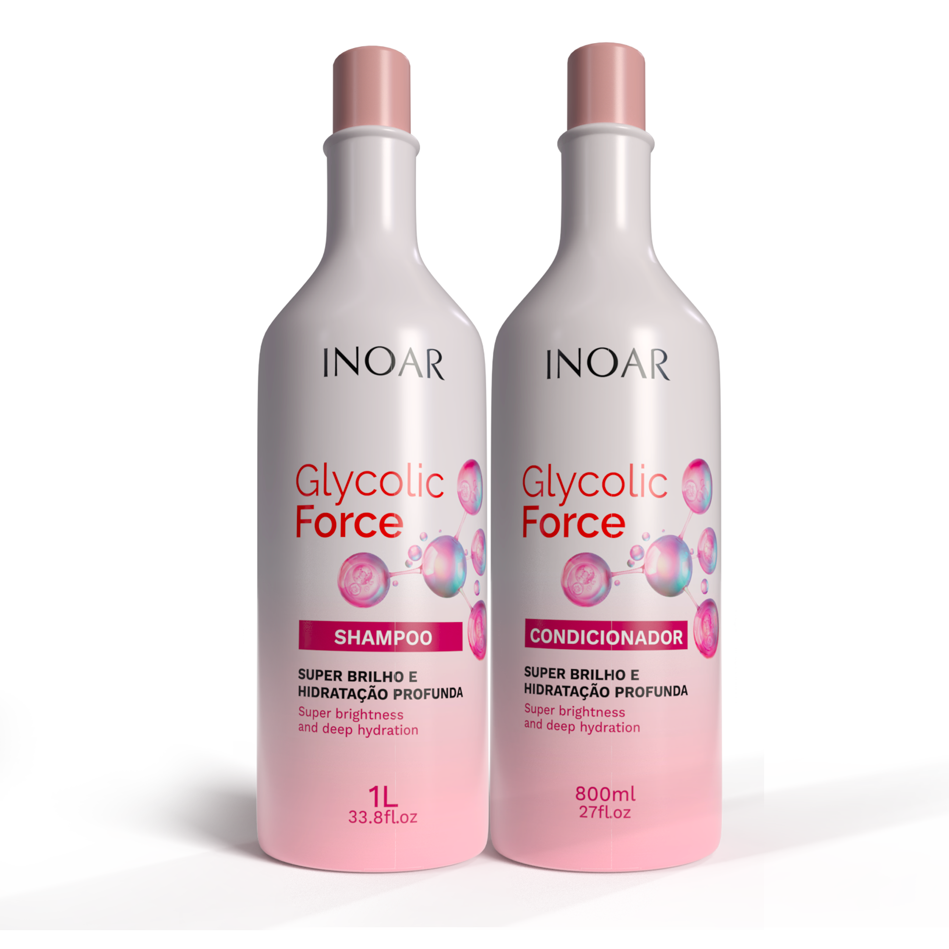 INOAR Glycolic Force Duo Kit - šampūno ir kondicionieriaus rinkinys porėtam plaukui