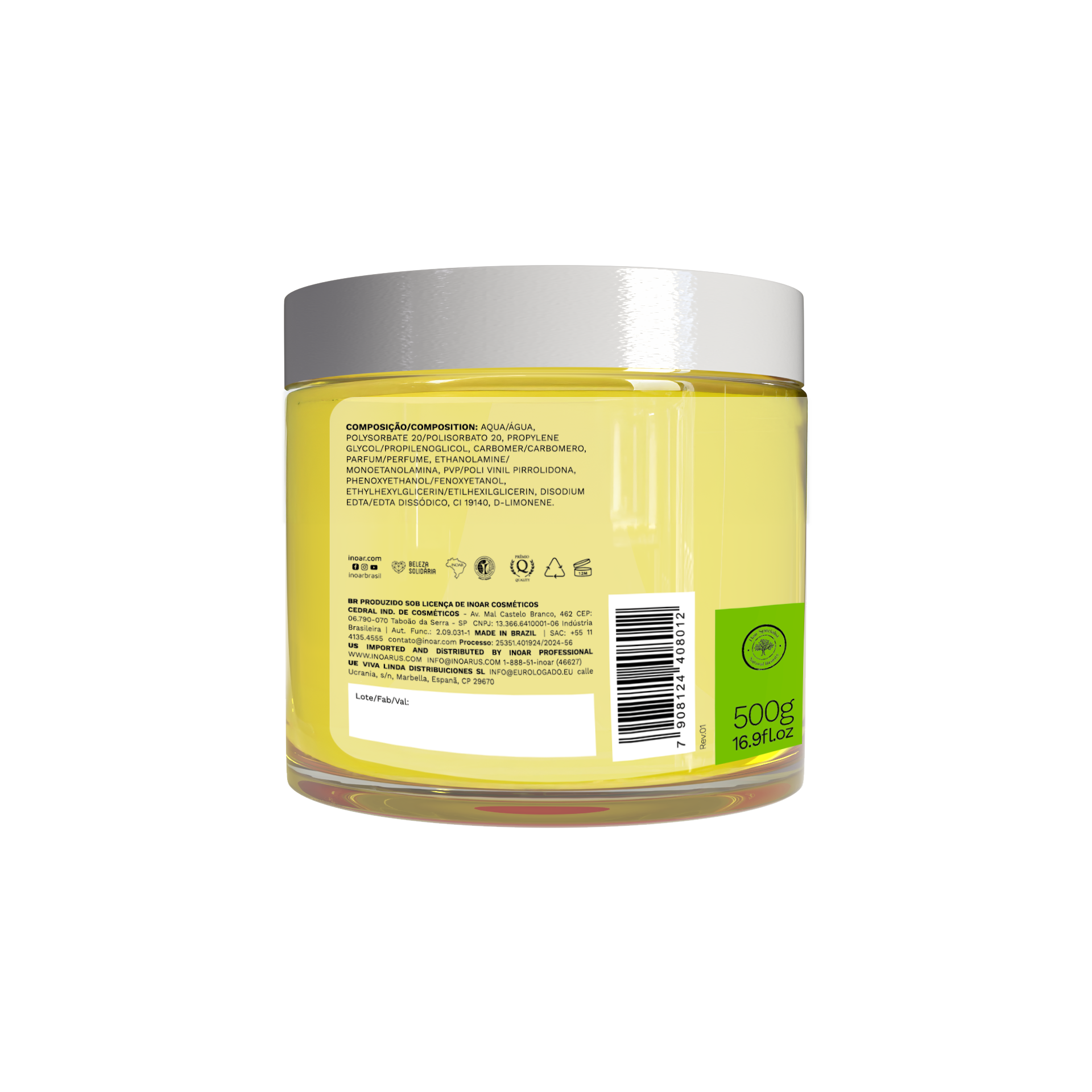INOAR Meu Cacho Meu Crush Teen Passion Fruit Hair Jelly - plaukų formavimo želė garbanotiems plaukams pasiflorų kvapo 500 g