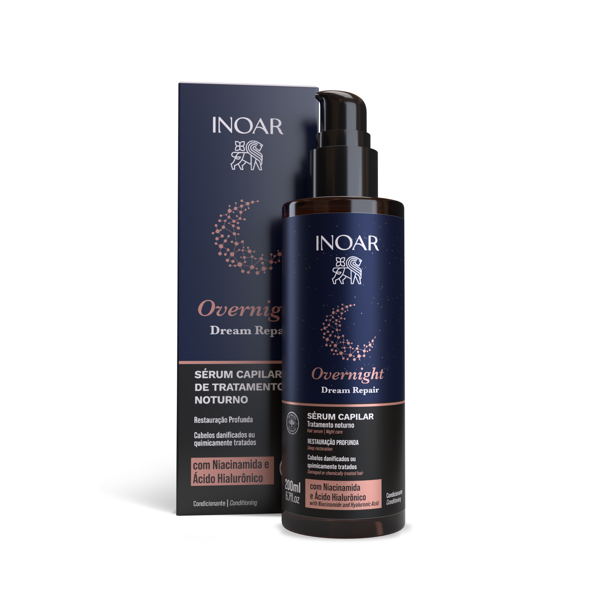 INOAR Overnight Dream Repair Serum - atkuriamasis naktinis serumas plaukams 200 ml