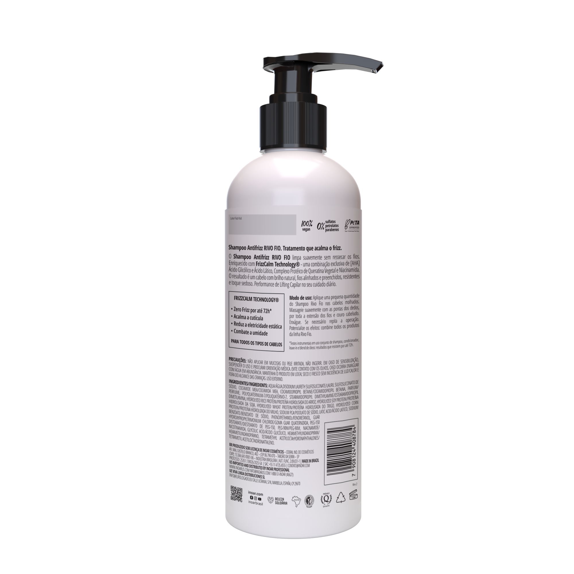 INOAR Rivo Fio Shampoo - anti-frizz šampūnas plaukams 500 ml