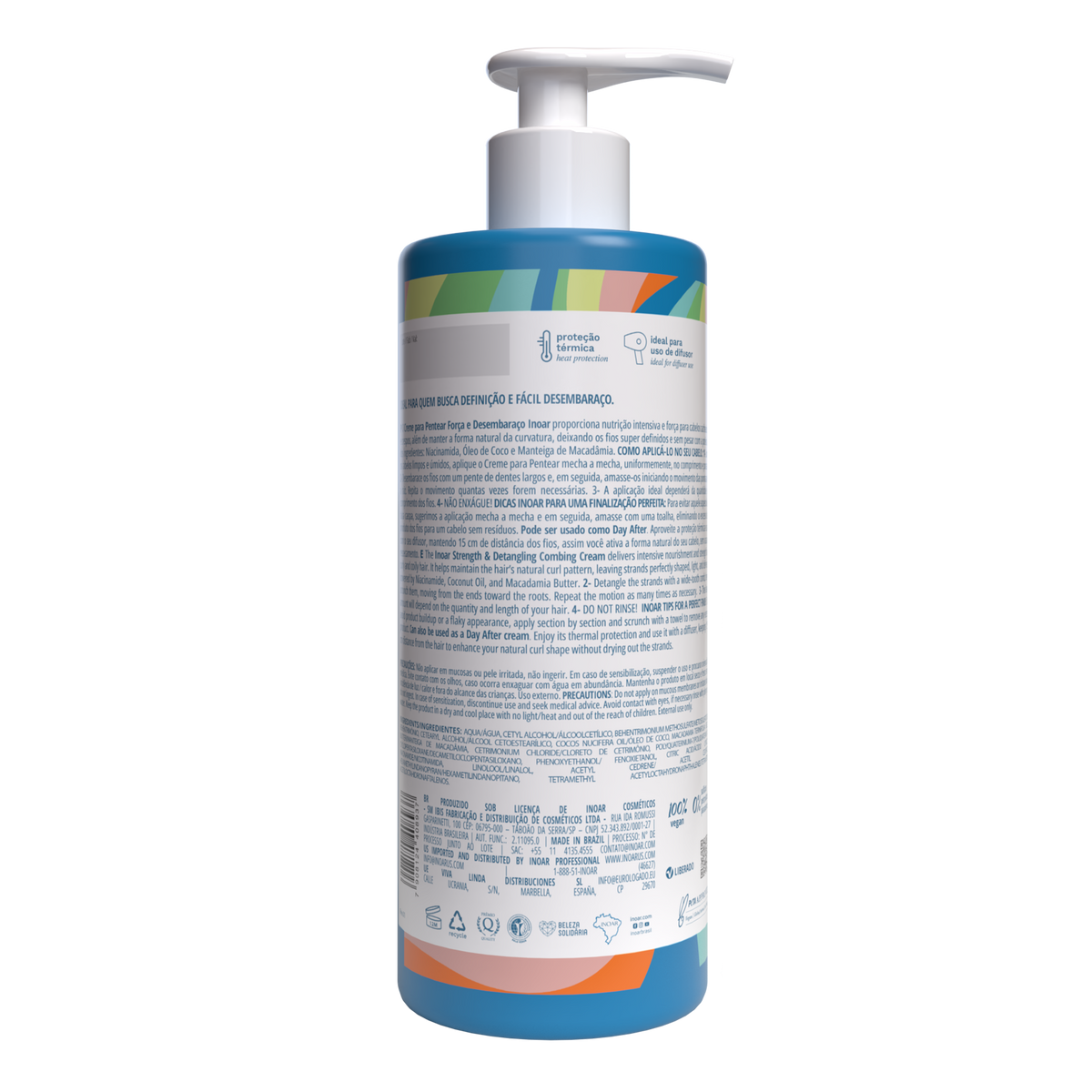 INOAR Curl Cream - šukavimą lengvinantis garbanų kremas 1000 ml
