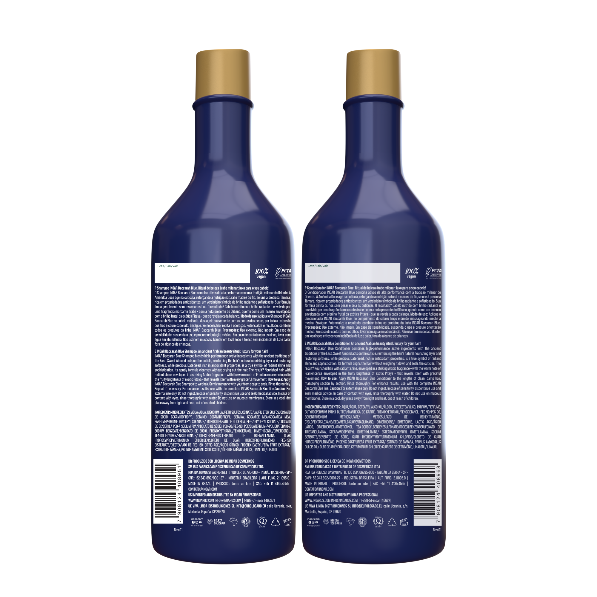 INOAR Baccarah Blue Duo Kit - plaukus maitinančio šampūno ir kondicionieriaus rinkinys