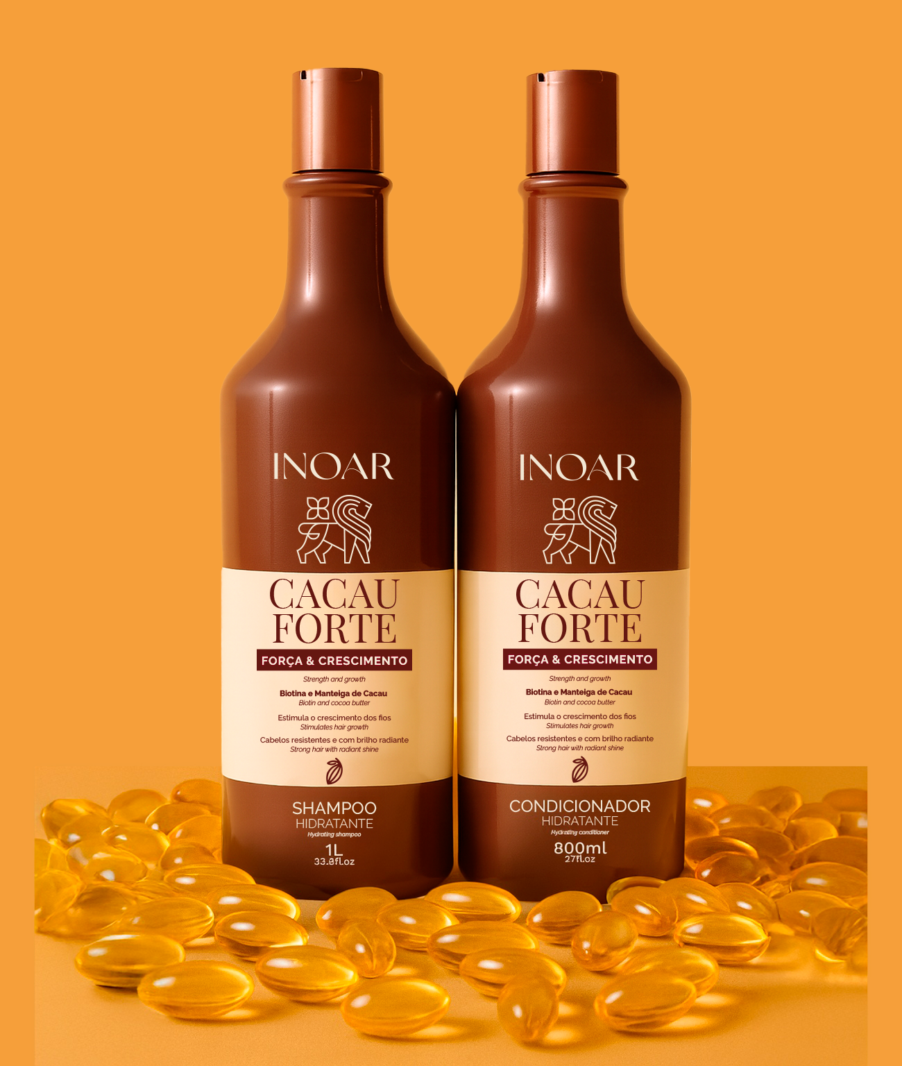 INOAR Cocoa Forte Duo Kit - plaukus stiprinantis šampūnas ir kondicionierius su Biotinu