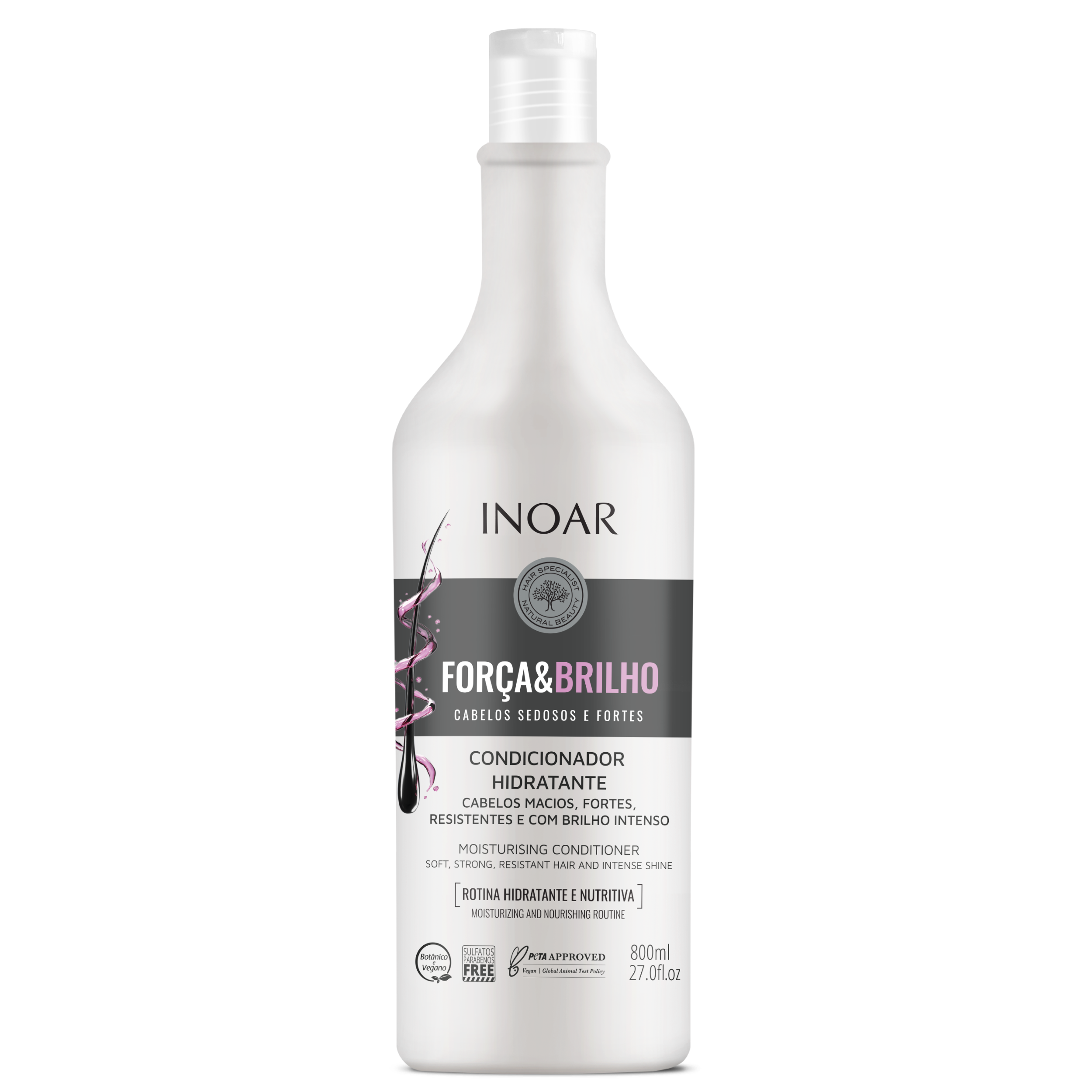 🎁 INOAR Força & Brilho Conditioner - drėkinantis kondicionierius 800 ml (100% off)