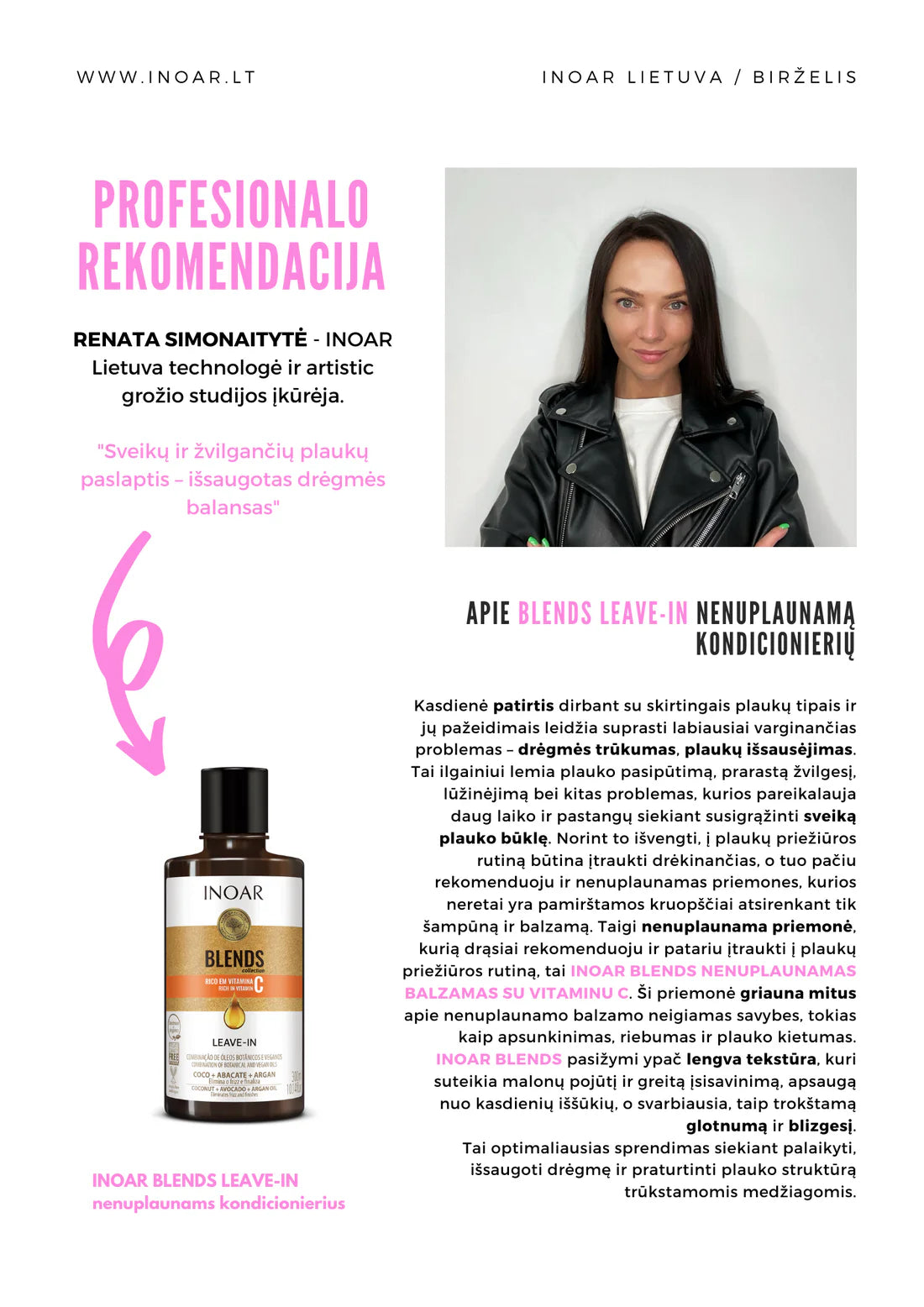 INOAR Blends Leave-in - nenuplaunamas balzamas su vitaminu C
