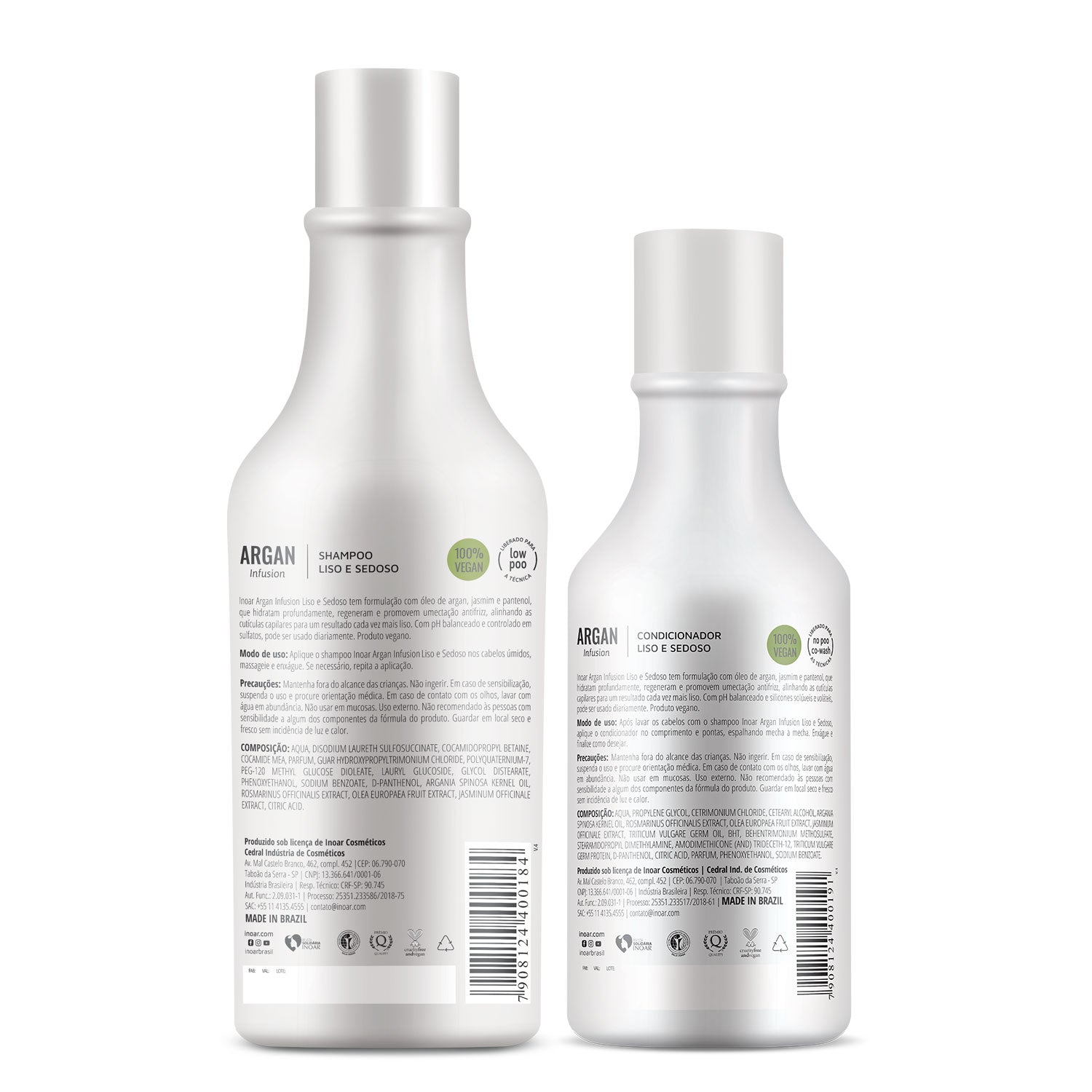 INOAR Argan Infusion Smooth and Silky Duo Kit - glotnių ir švelnių plaukų rinkinys 500 ml+250 ml