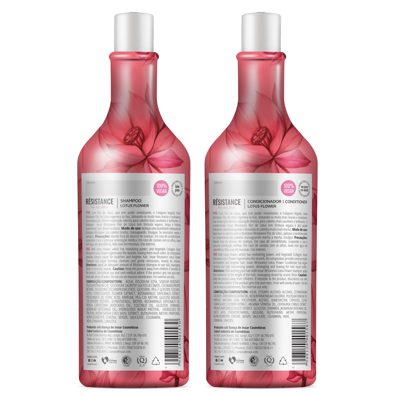 INOAR Resistance Flor de Lotus Duo Kit - plaukus drėkinantis priemonių rinkinys 2x1000 ml
