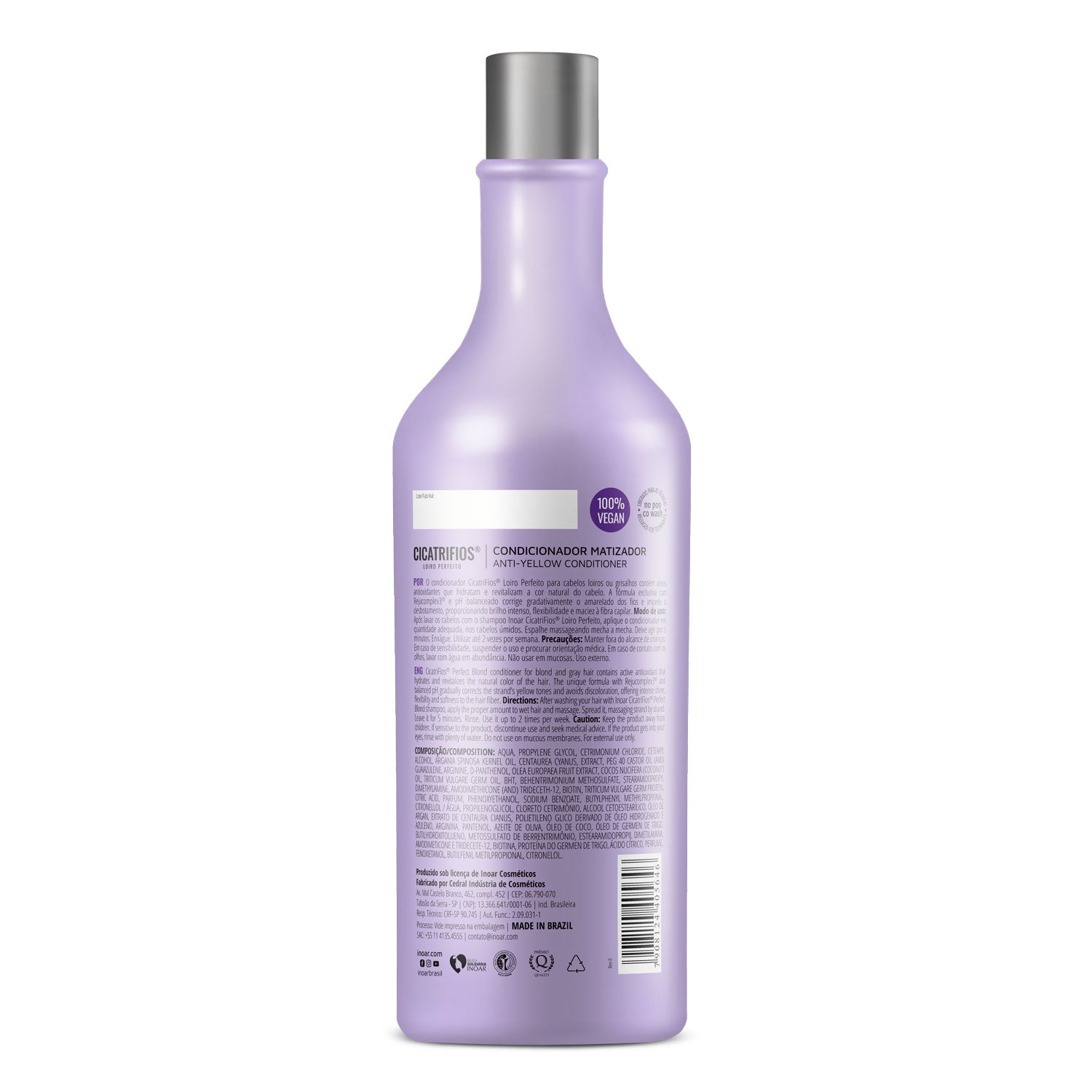 INOAR CicatriFios Perfect Blond Conditioner - kondicionierius šviesiems plaukams 800 ml