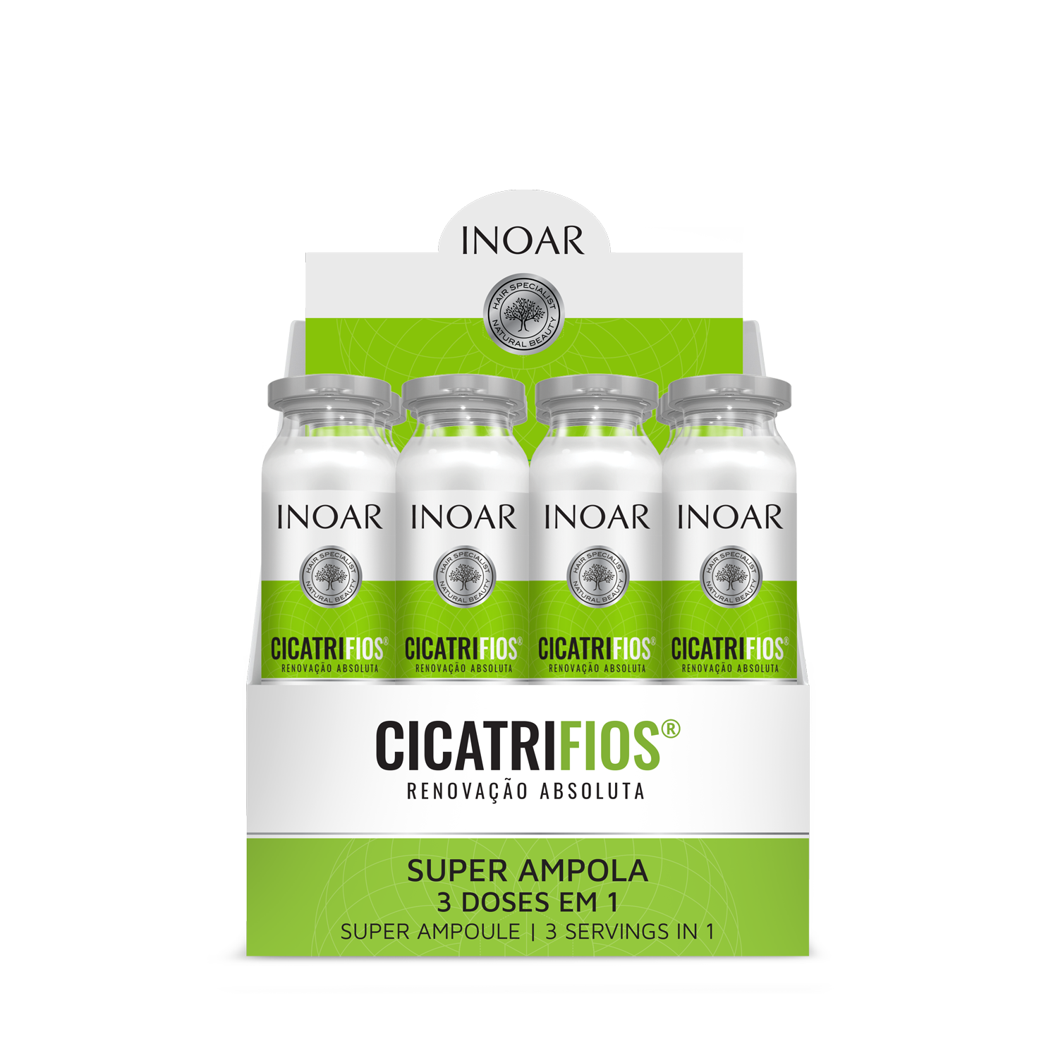 INOAR CicatriFios Super Ampola - plauko struktūrą atkurianti ampulė