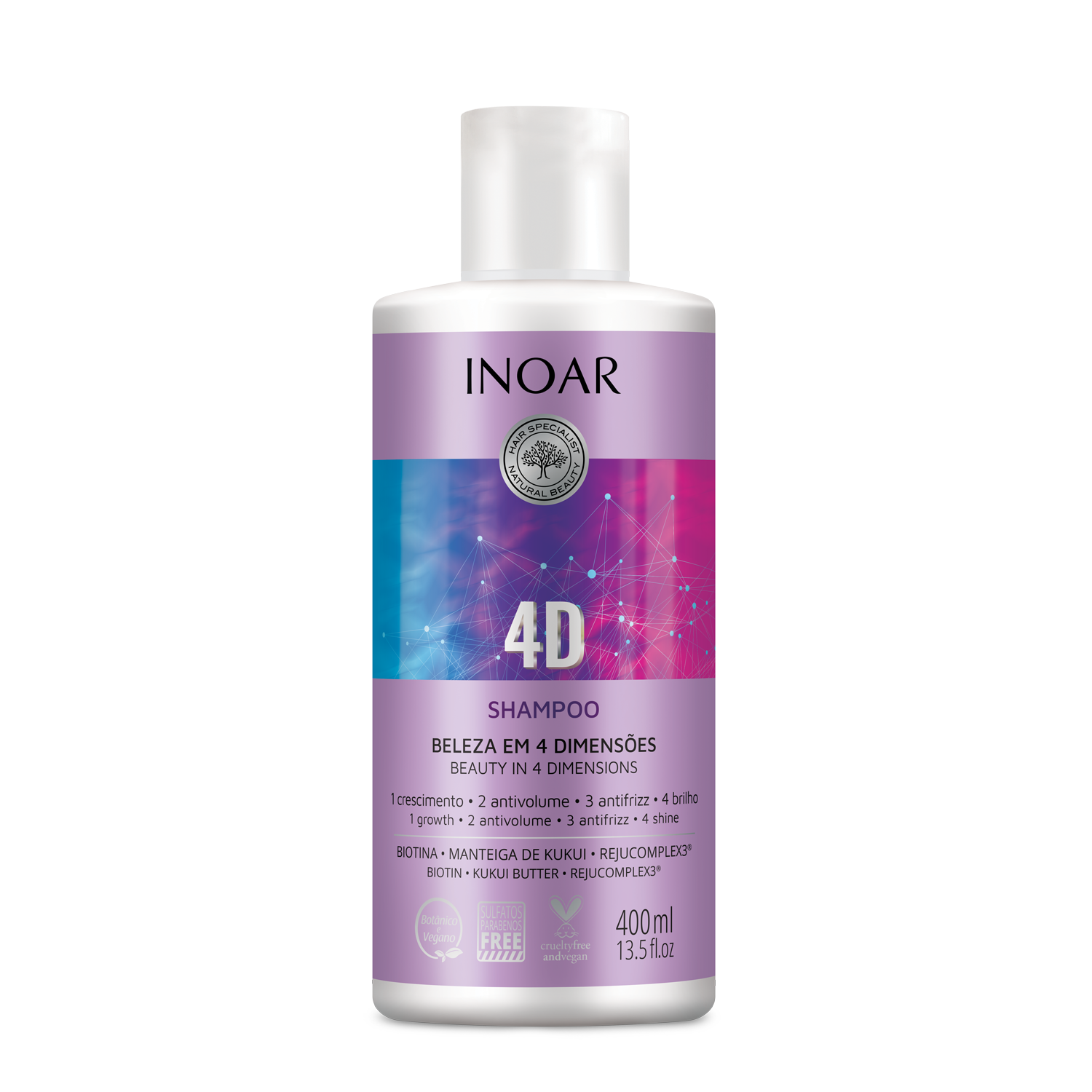 INOAR 4D Shampoo - 4 dimensijų šampūnas 400 ml