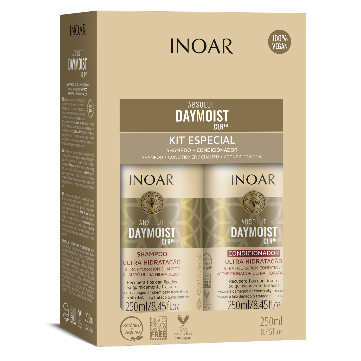 INOAR Absolut Daymoist Duo Kit - priemonių rinkinys chemiškai pažeistiems plaukams