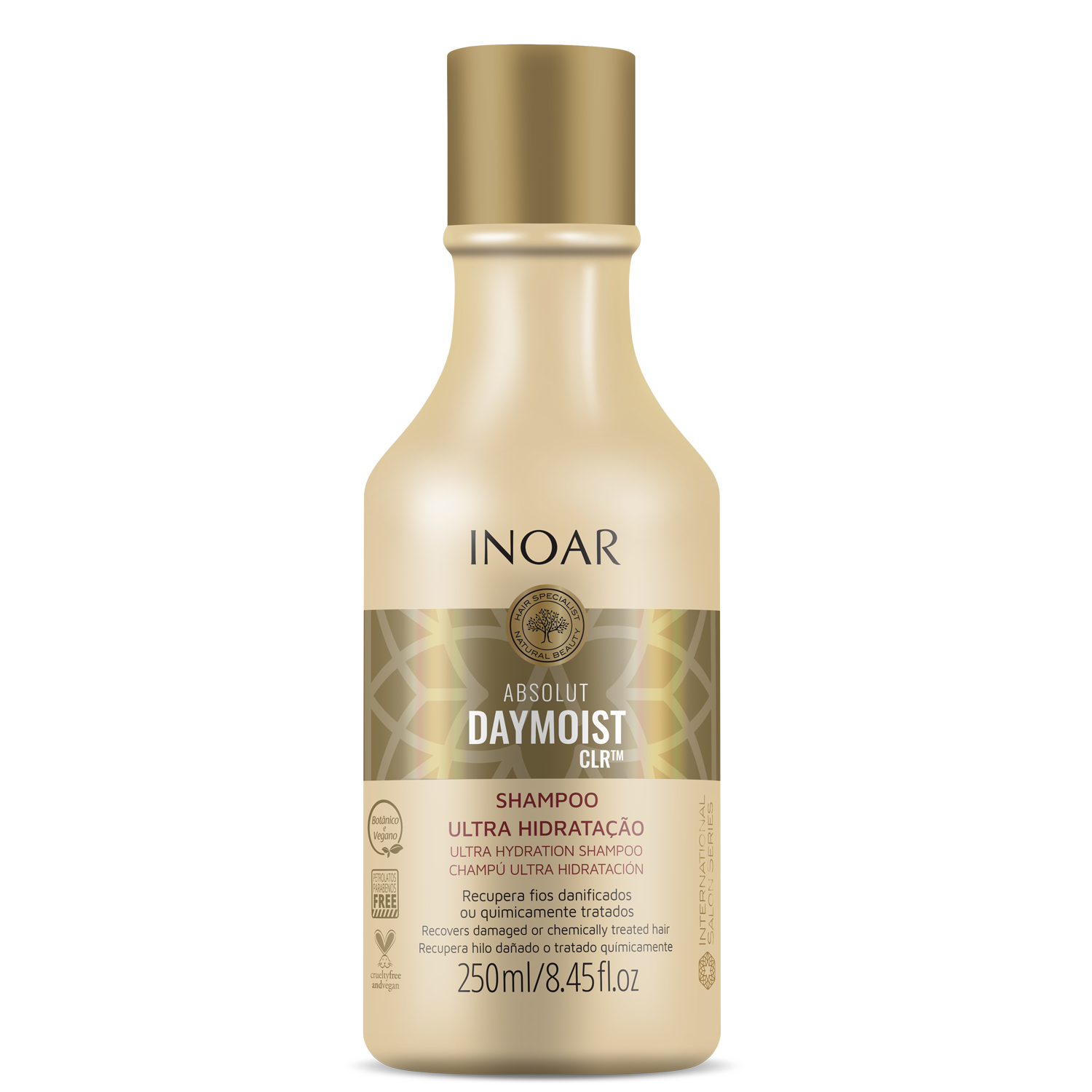 INOAR Absolut Daymoist Shampoo - šampūnas chemiškai pažeistiems plaukams