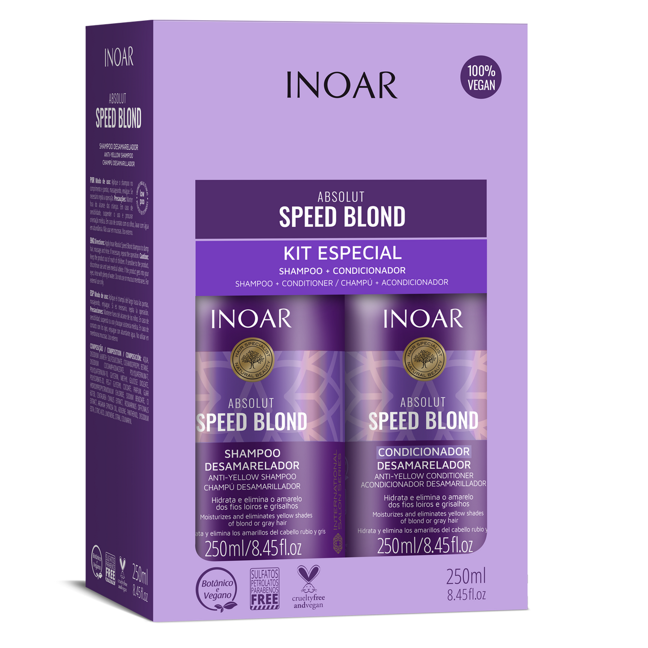 INOAR Absolut Speed Blond Duo Kit - priemonių rinkinys šviesiems plaukams 2x250 ml