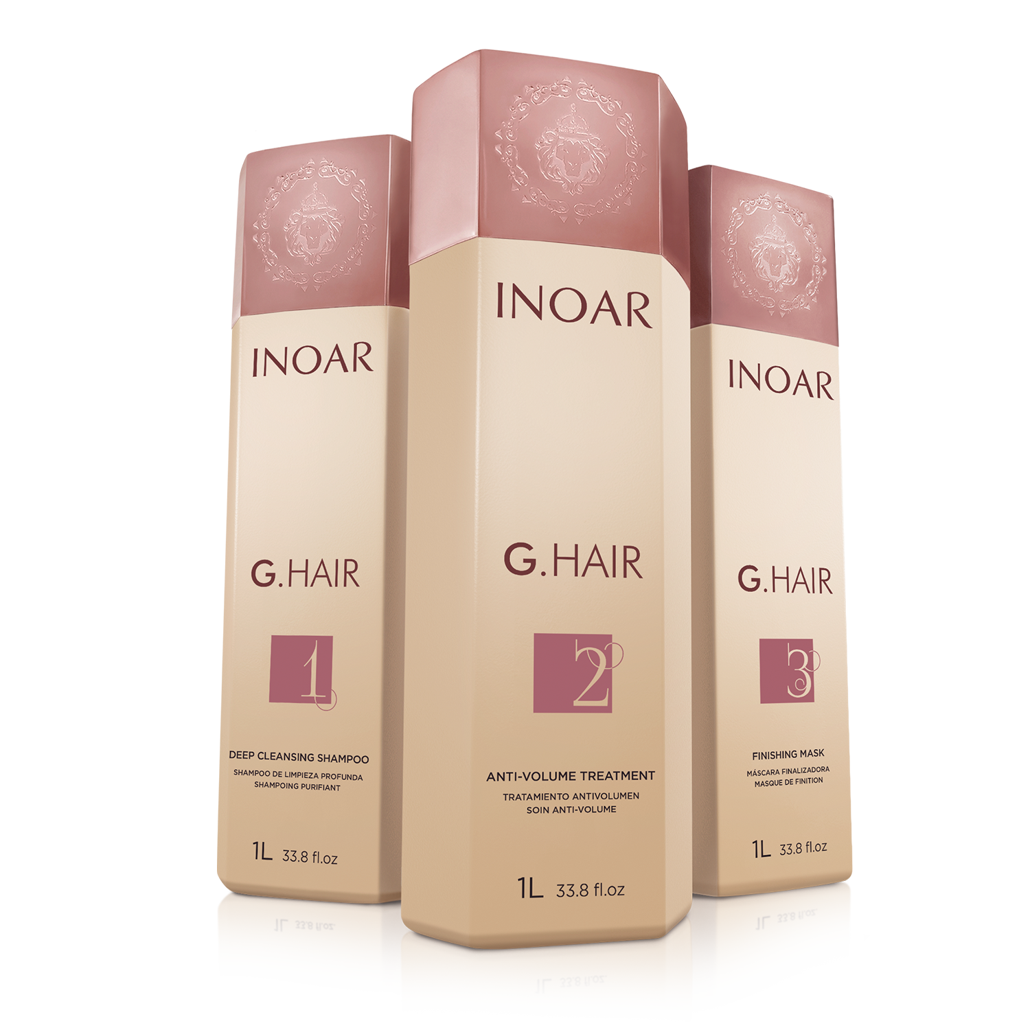 INOAR G.Hair Treatment Kit - rinkinys plaukų tiesinimui keratinu 3x1000 ml