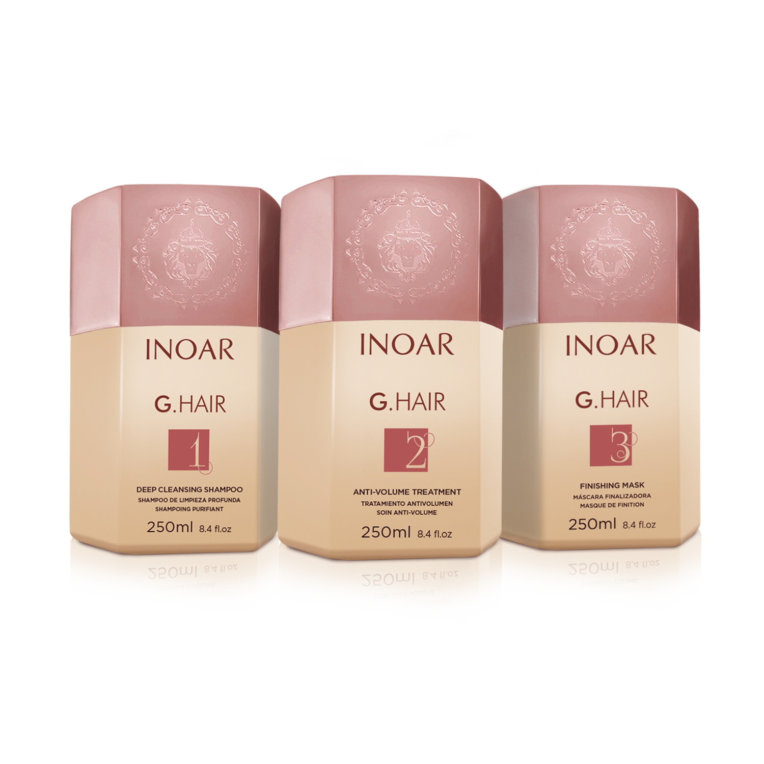 INOAR G.Hair Treatment Kit - rinkinys plaukų tiesinimui keratinu 3x250 ml
