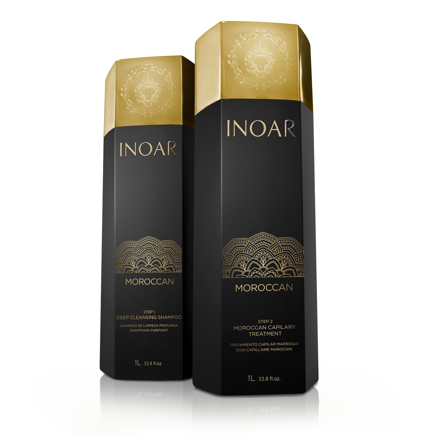 INOAR Moroccan Treatment Kit - rinkinys plaukų tiesinimui keratinu 2x1000 ml