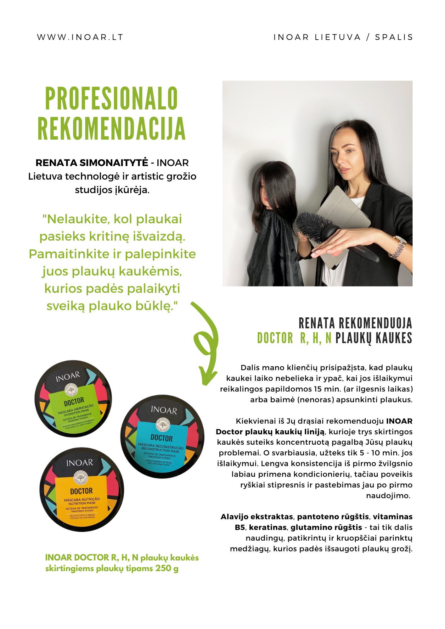 INOAR Doctor Hydrating Mask - drėkinanti kaukė 250 g