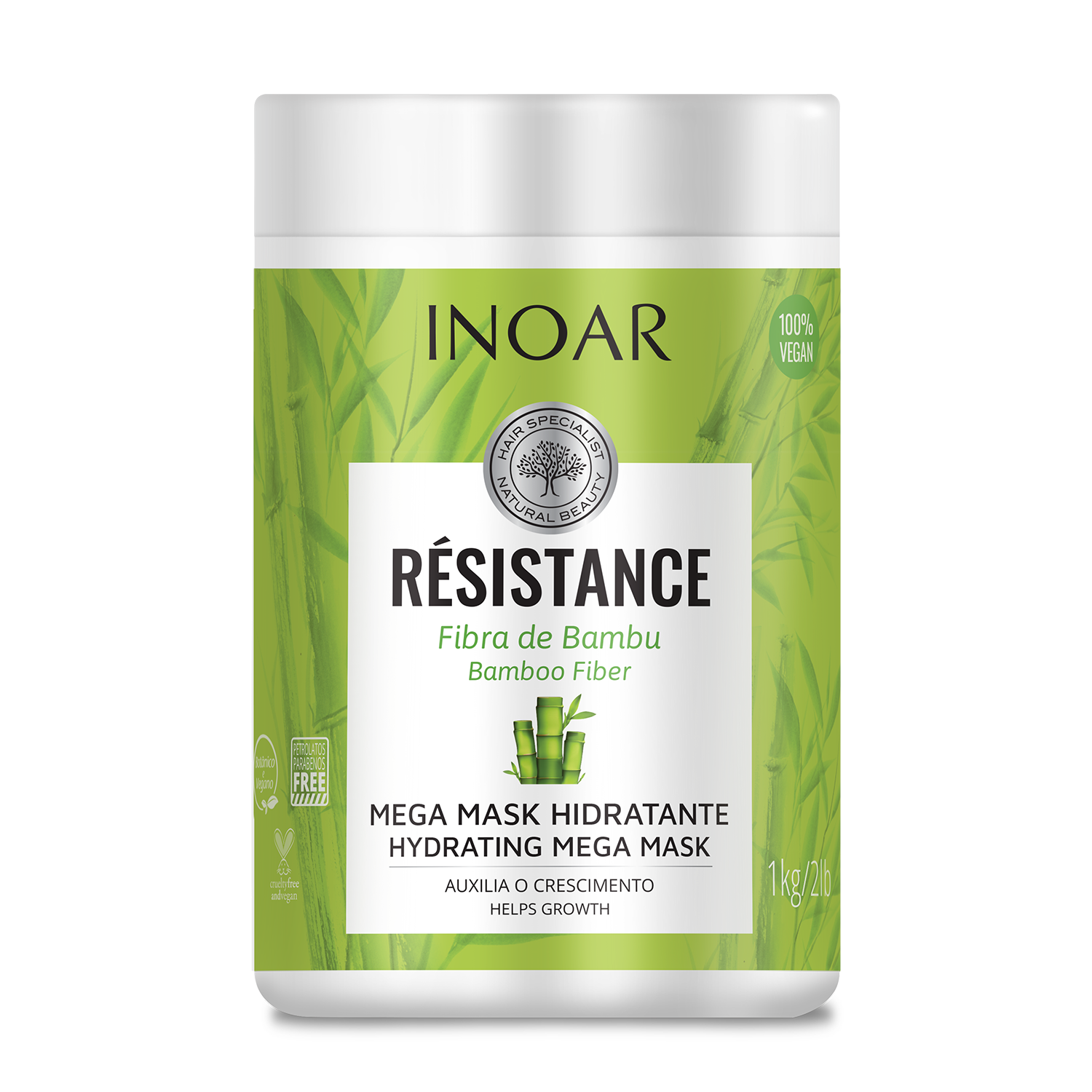 INOAR Resistance Fibra de Bambu Mask - stiprinanti ir blizgesio suteikianti kaukė 1000 g