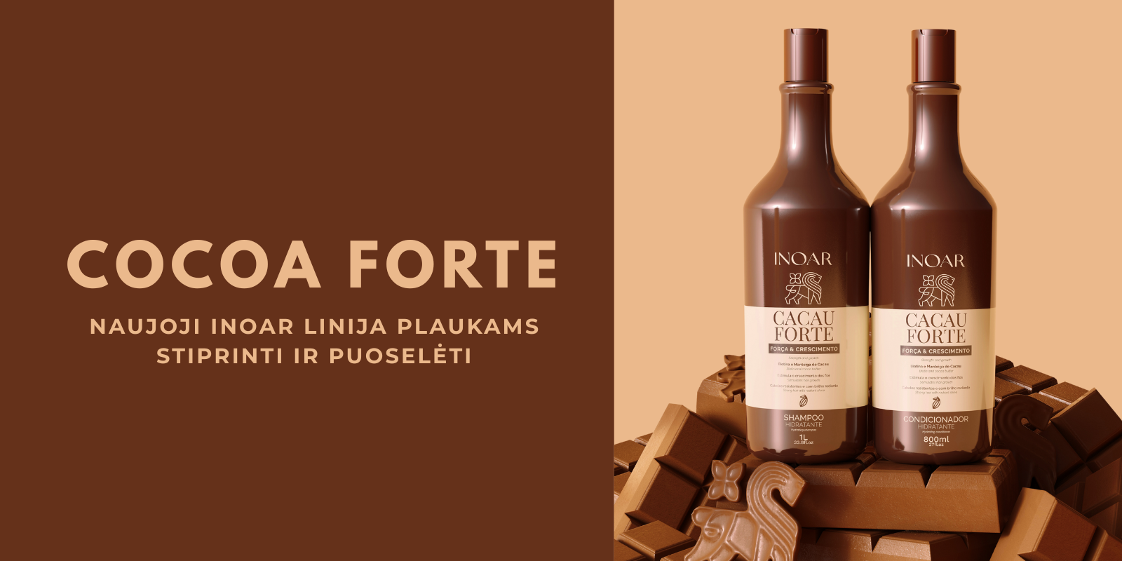 Cocoa Forte: naujoji Inoar linija plaukams stiprinti ir puoselėti
