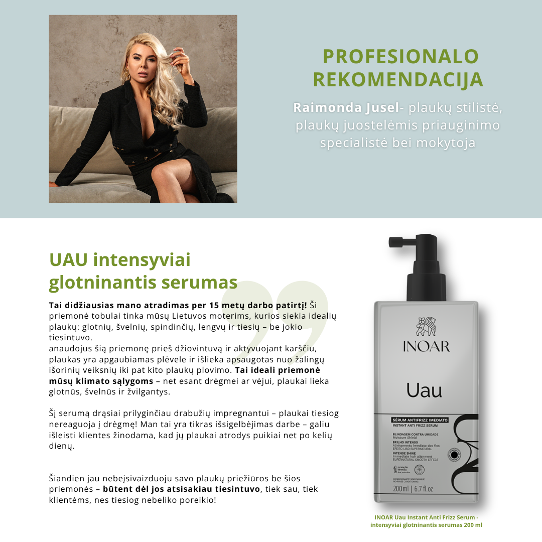INOAR Uau Instant Anti Frizz Serum - intensyviai glotninantis serumas 200 ml