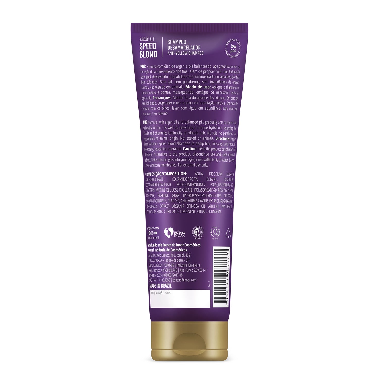 INOAR Absolut Speed Blond Shampoo - šampūnas šviesiems plaukams (galiojimas iki 07.31)