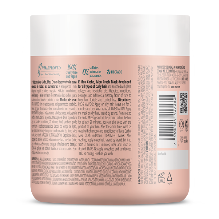 INOAR Meu Cacho, Meu Crush Mask - drėkinanti plaukų kaukė garbanotiems plaukams 500 g