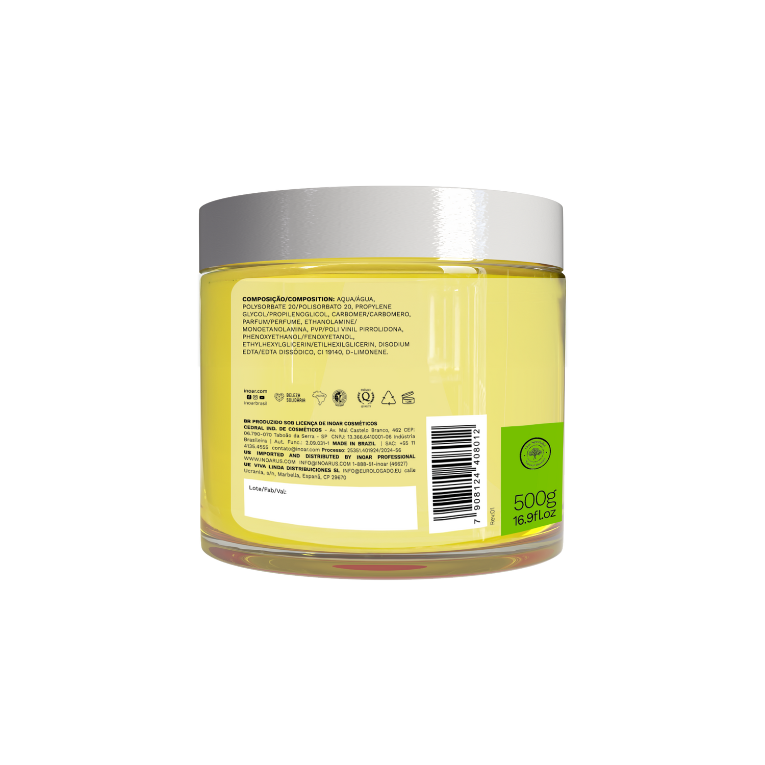 INOAR Meu Cacho Meu Crush Teen Passion Fruit Hair Jelly - plaukų formavimo želė garbanotiems plaukams pasiflorų kvapo 500 g