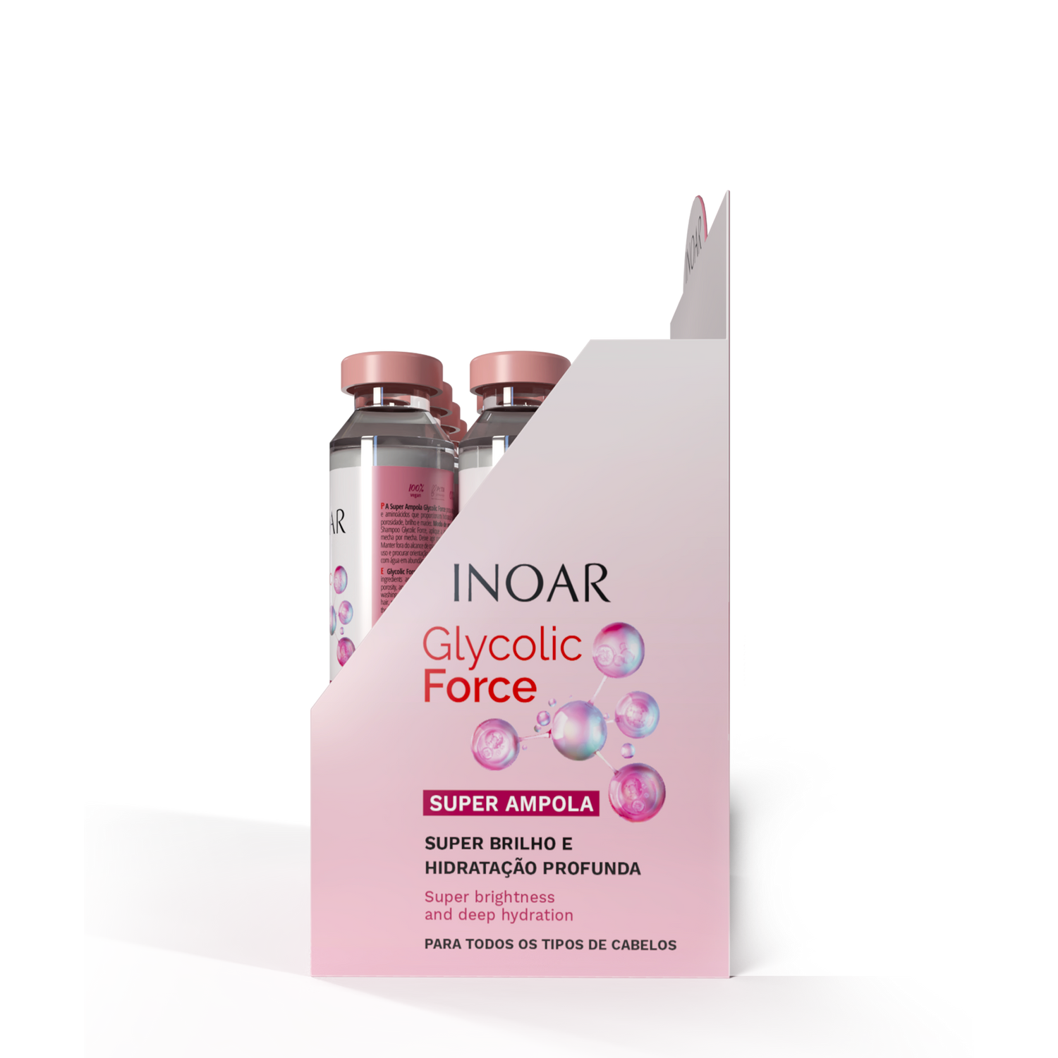 INOAR Glycolic Force Ampola - plaukų ampulė porėtam plaukui
