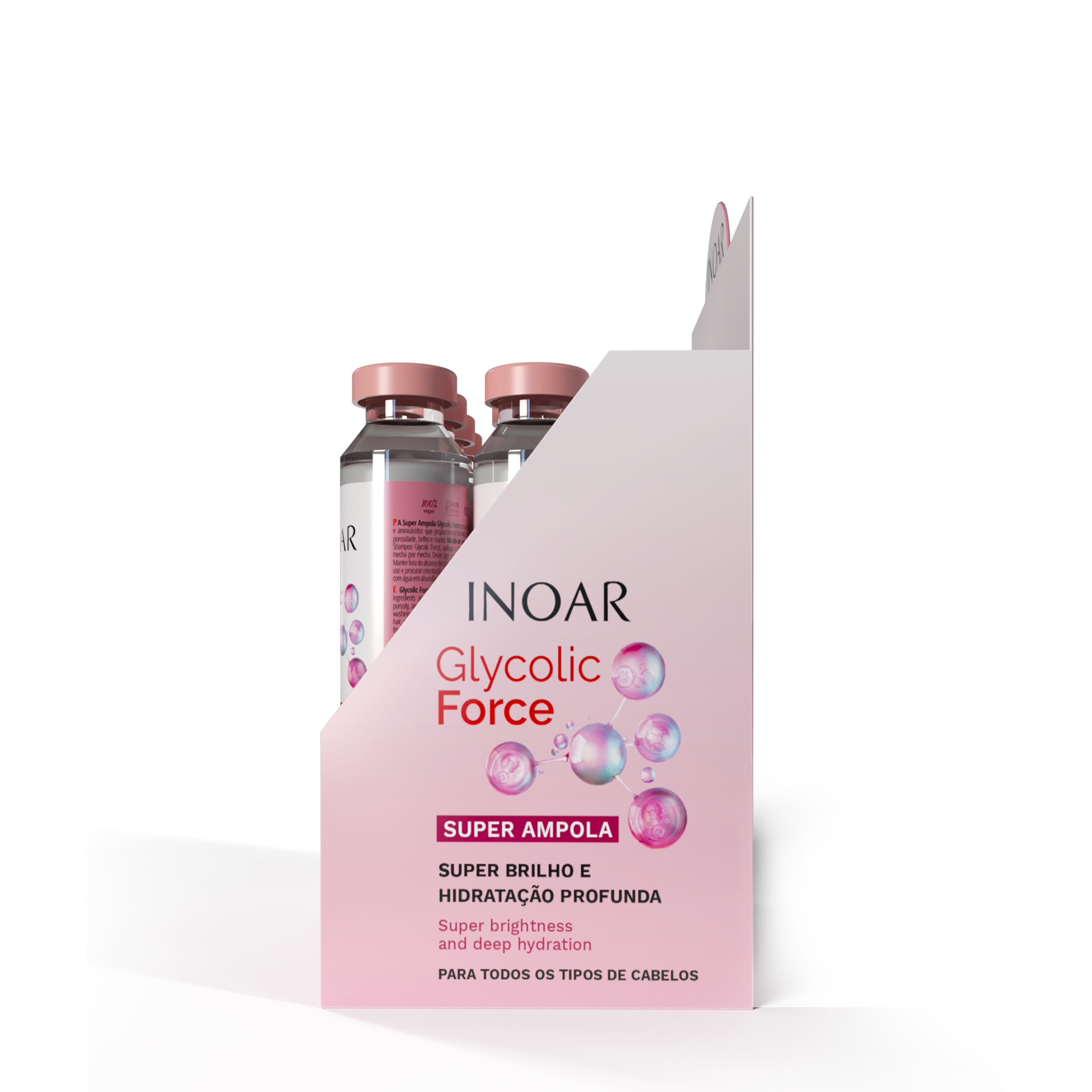 INOAR Glycolic Force Ampola - plaukų ampulė porėtam plaukui