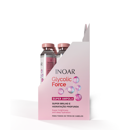 INOAR Glycolic Force Ampola - plaukų ampulė porėtam plaukui