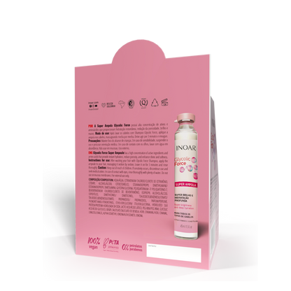 INOAR Glycolic Force Ampola - plaukų ampulė porėtam plaukui