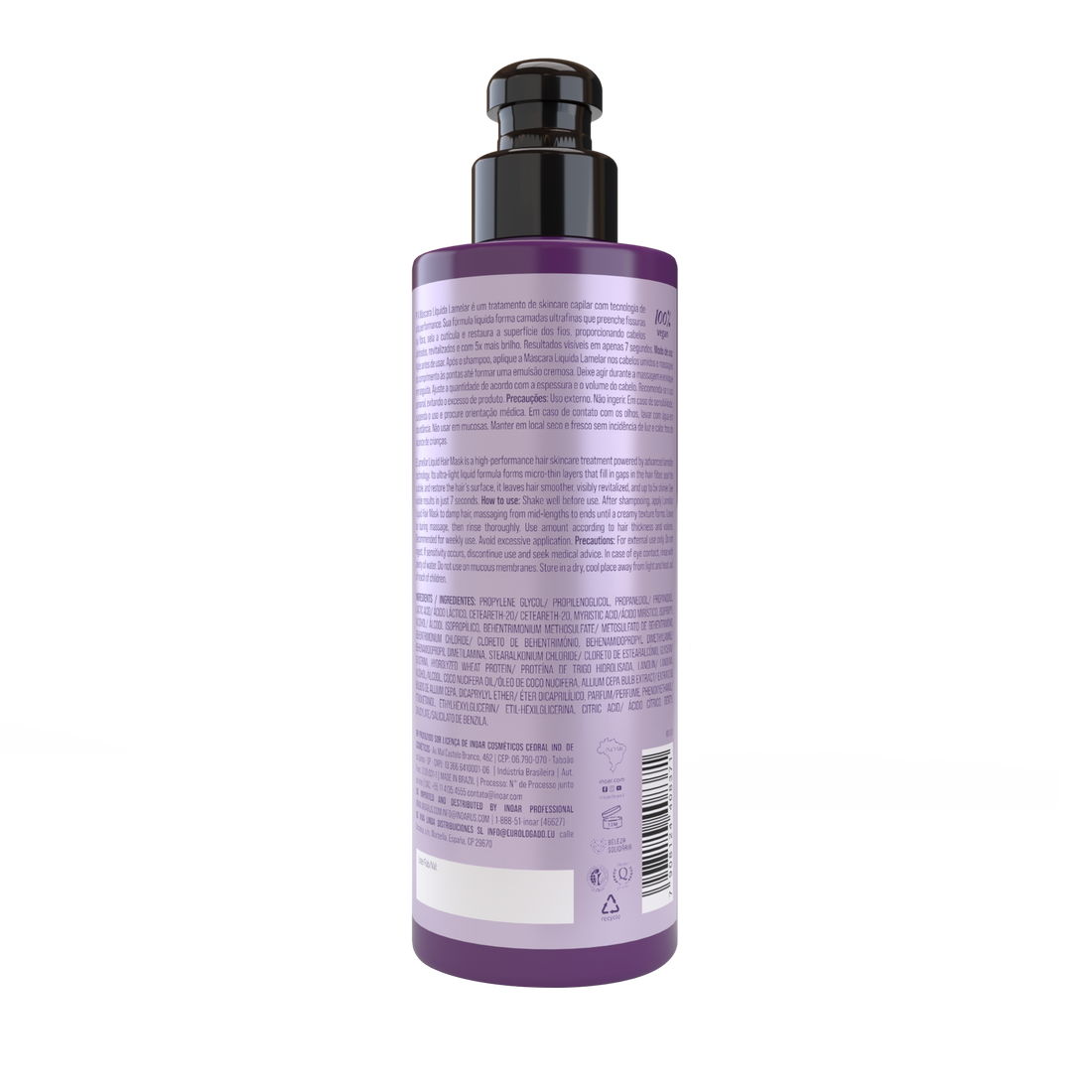 INOAR Lamellar Liquid Mask- skysta lamelinė kaukė plaukams 200 ml