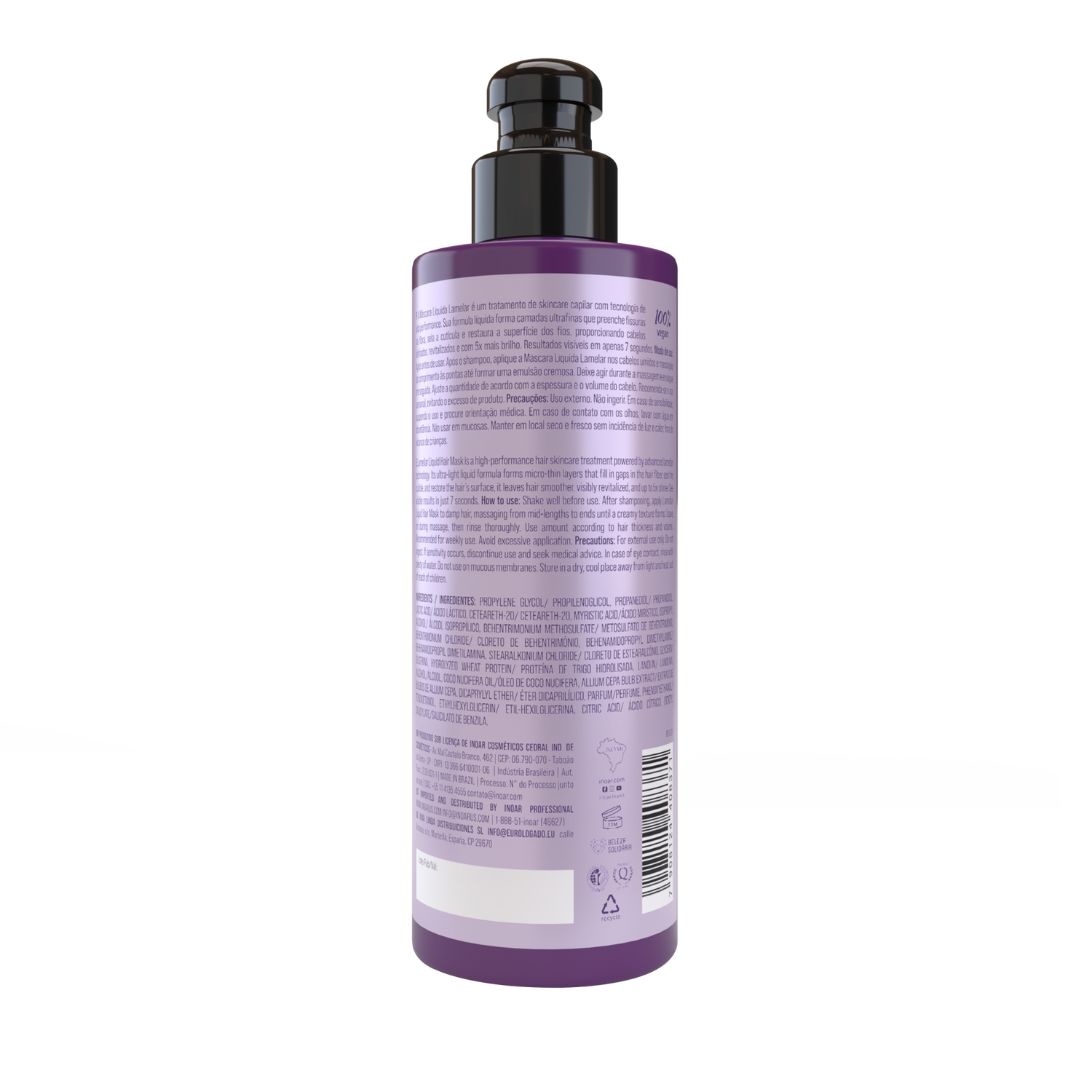 INOAR Lamellar Liquid Mask- skysta lamelinė kaukė plaukams 200 ml
