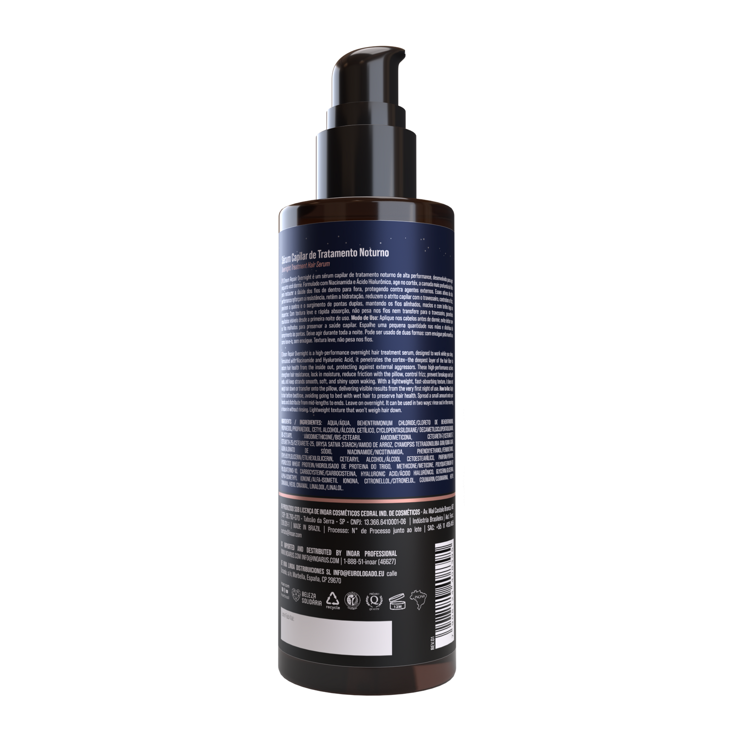 INOAR Overnight Dream Repair Serum - atkuriamasis naktinis serumas plaukams 200 ml