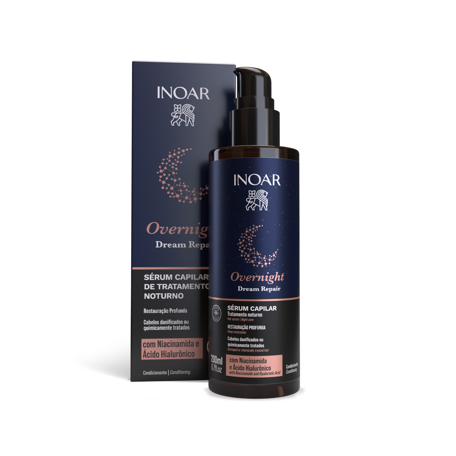 INOAR Overnight Dream Repair Serum - atkuriamasis naktinis serumas plaukams 200 ml