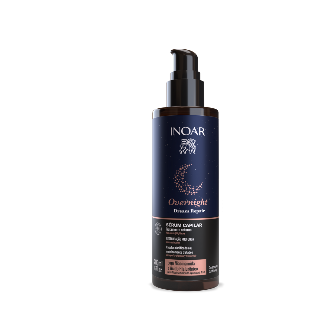 INOAR Overnight Dream Repair Serum - atkuriamasis naktinis serumas plaukams 200 ml