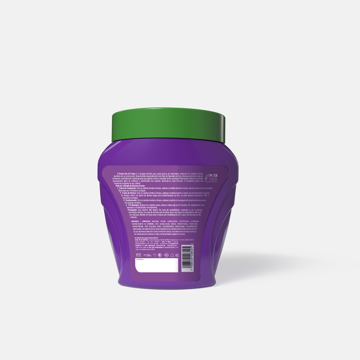 Inoar Multifunctional Cream Grape - multifunkcinis drėkinantis garbanų kremas vynuogių kvapo 1000 g