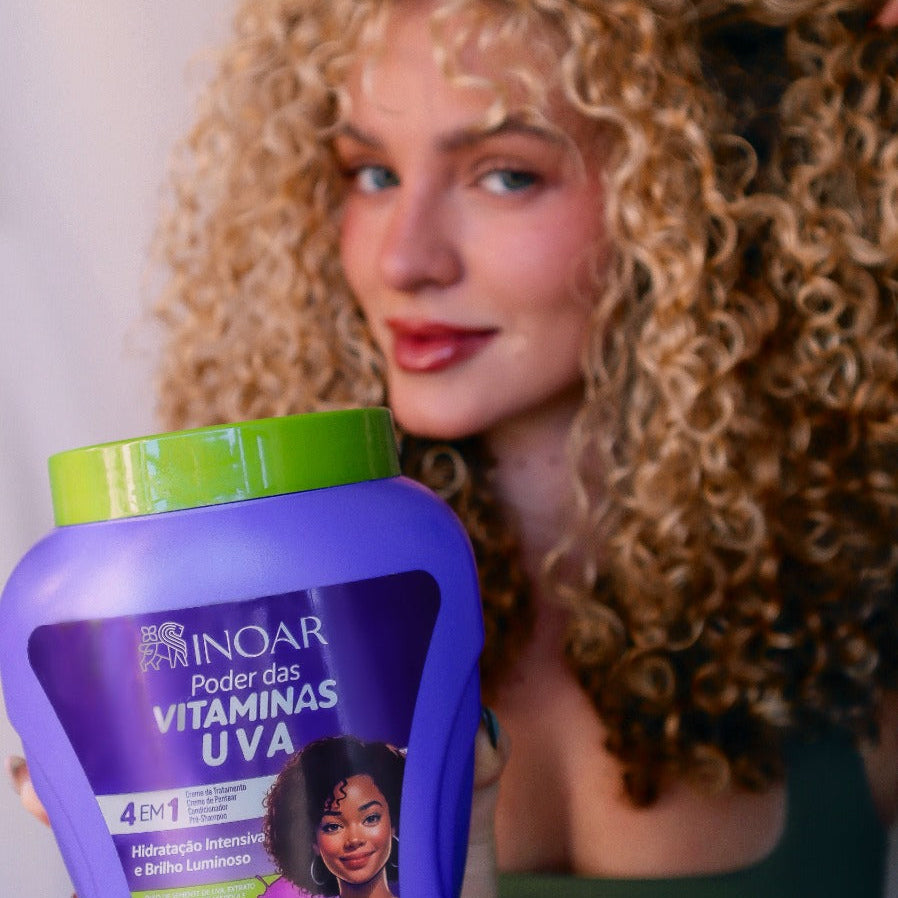 Inoar Multifunctional Cream Grape - multifunkcinis drėkinantis garbanų kremas vynuogių kvapo 1000 g