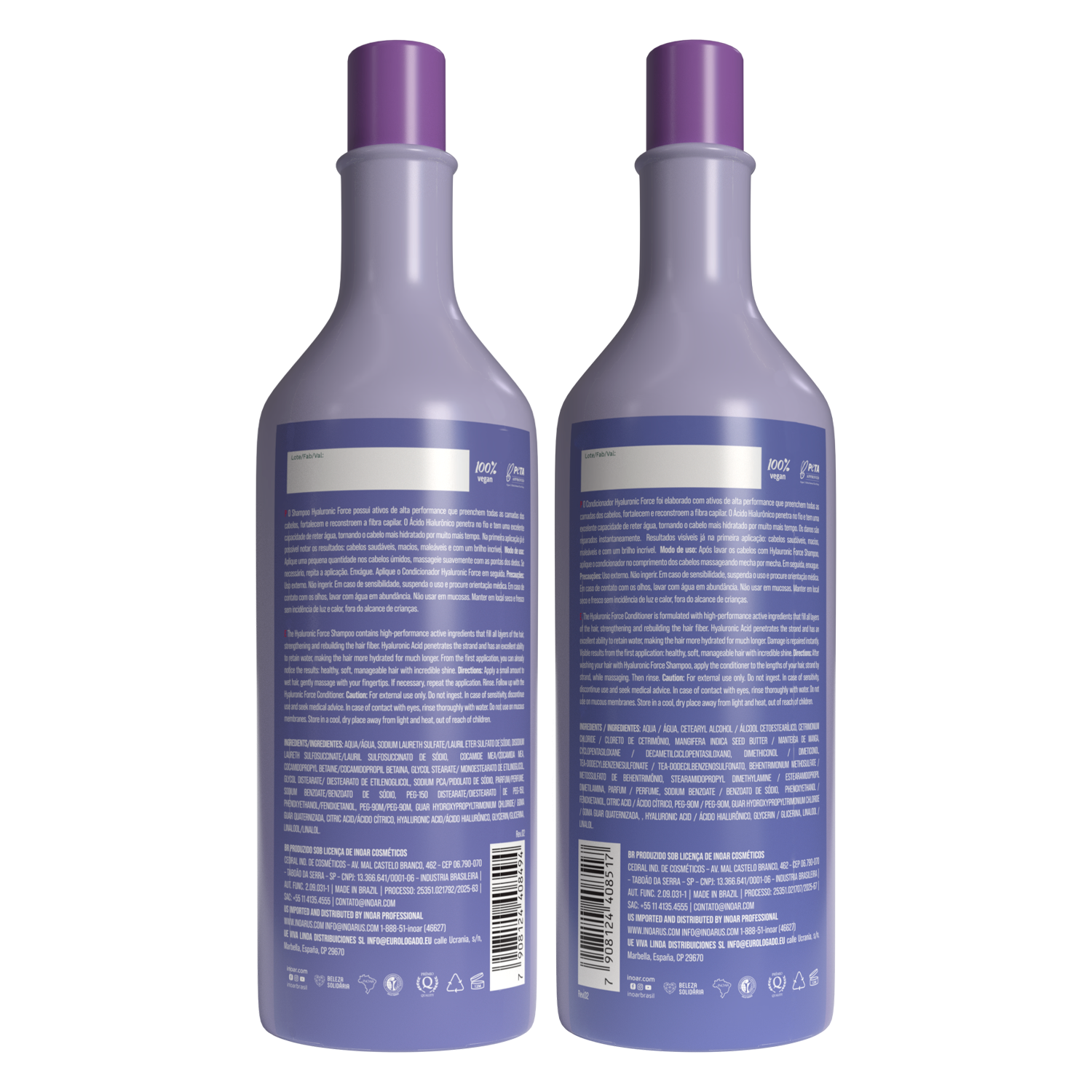 INOAR Hyaluronic Force Duo Kit - šampūno ir kondicionieriaus rinkinys intensyviam drėkinimui