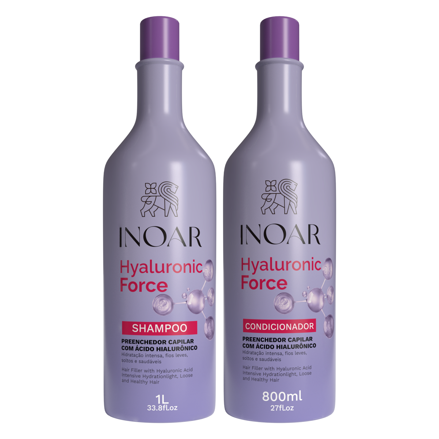 INOAR Hyaluronic Force Duo Kit - šampūno ir kondicionieriaus rinkinys intensyviam drėkinimui