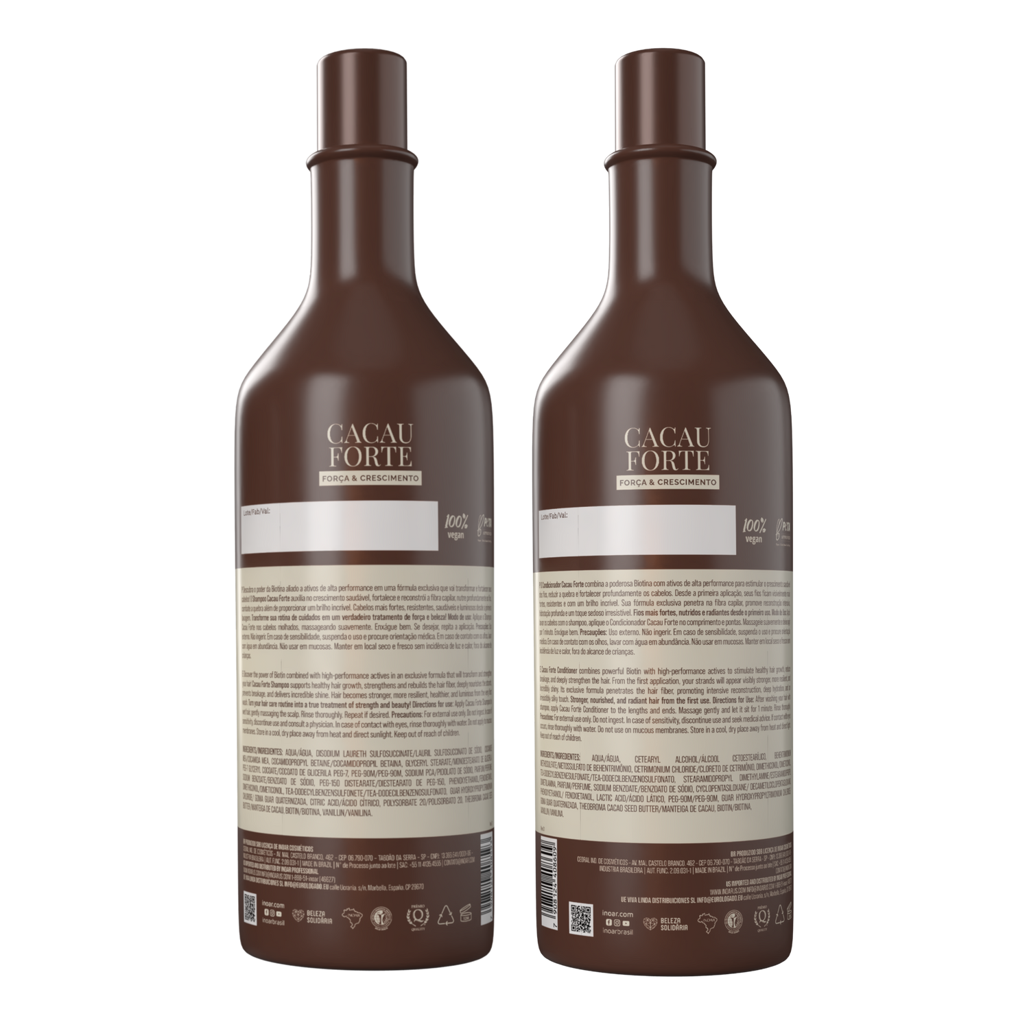 INOAR Cocoa Forte Duo Kit - plaukus stiprinantis šampūnas ir kondicionierius su Biotinu