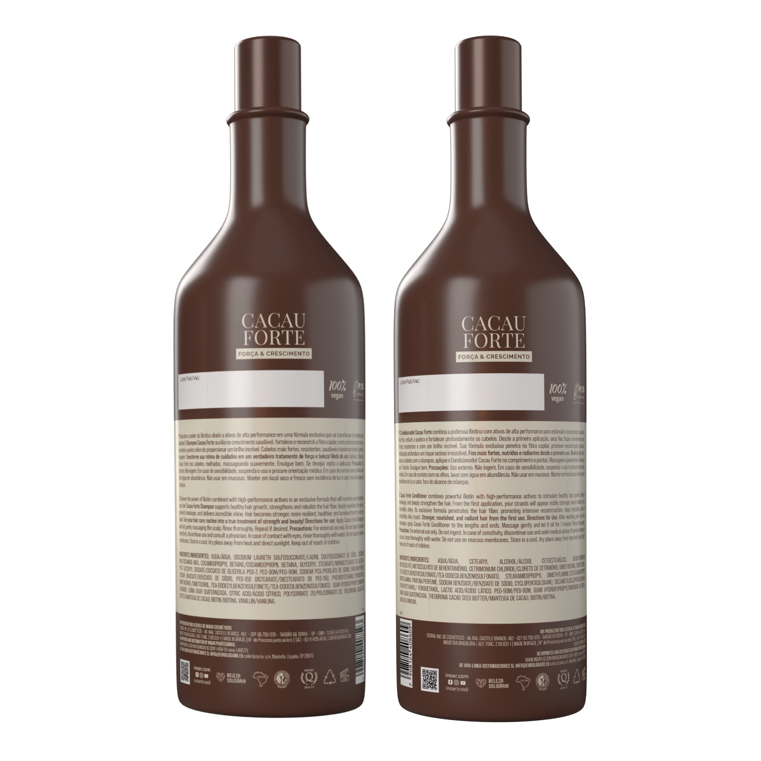 INOAR Cocoa Forte Duo Kit - plaukus stiprinantis šampūnas ir kondicionierius su Biotinu