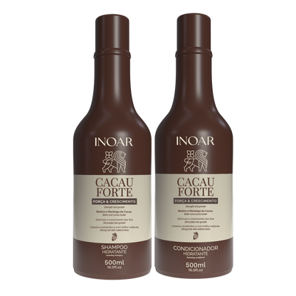 INOAR Cocoa Forte Duo Kit - plaukus stiprinantis šampūnas ir kondicionierius su Biotinu