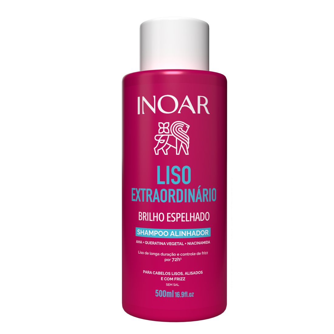 INOAR Liso Extraordinario Shampoo - plaukus glotninantis šampūnas 500 ml