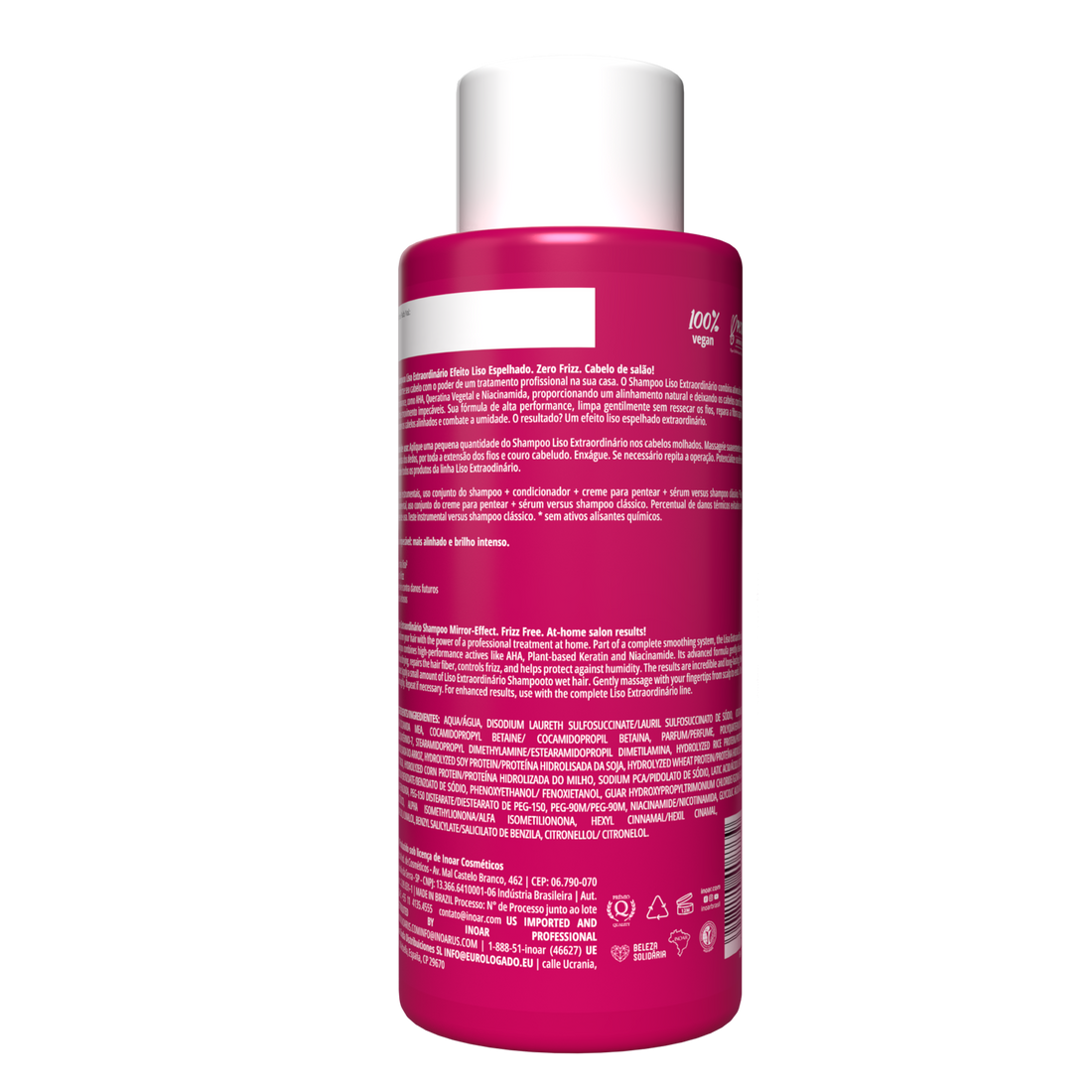 INOAR Liso Extraordinario Shampoo - plaukus glotninantis šampūnas 500 ml