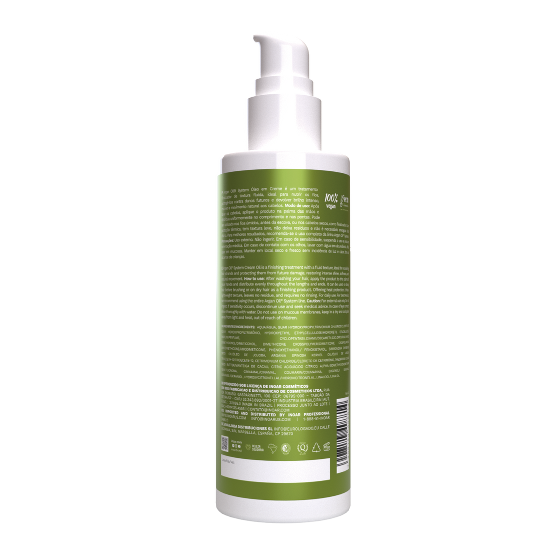 INOAR Argan Cream Oil - nenuplaunamas plaukų kremas su argano aliejumi 200 ml